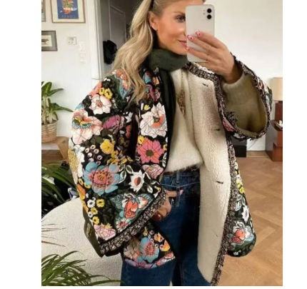 Quilted Floral Coat