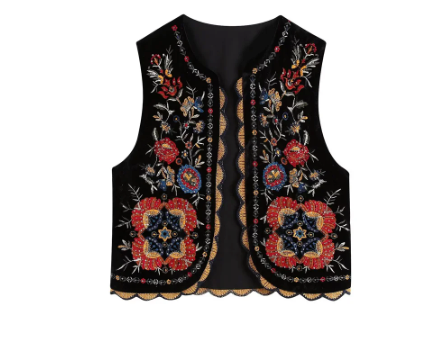 Cool Embroidered Velvet Vintage Looking Vest