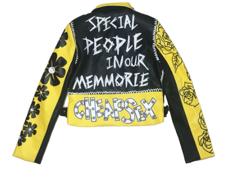 Black n Yellow Studded Biker Jacket